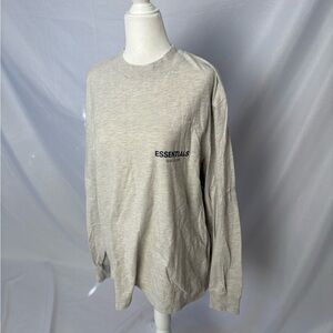 Essentials Light Heather Gray Crewneck Long Sleeve Tee